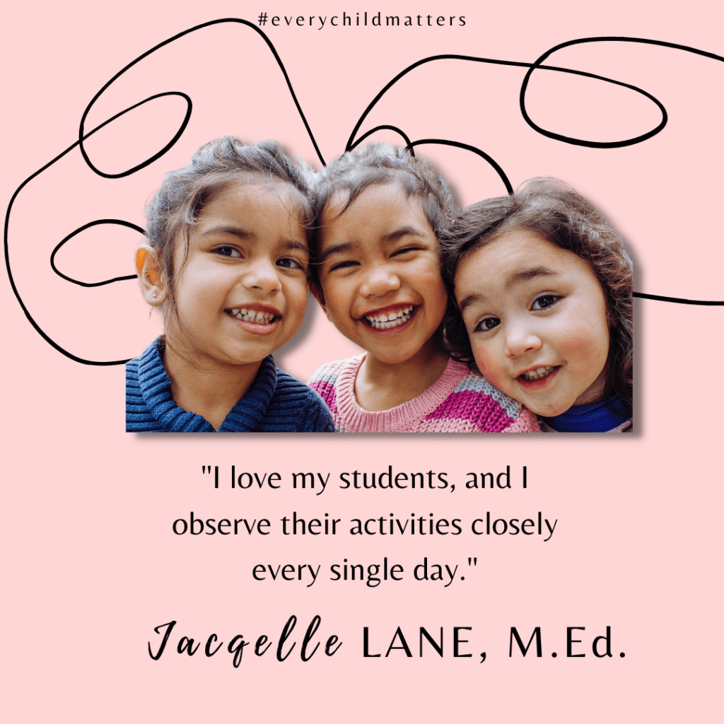Quote from Jacqelle Lane it features a close up of group of children on pink background- jacqelle lane