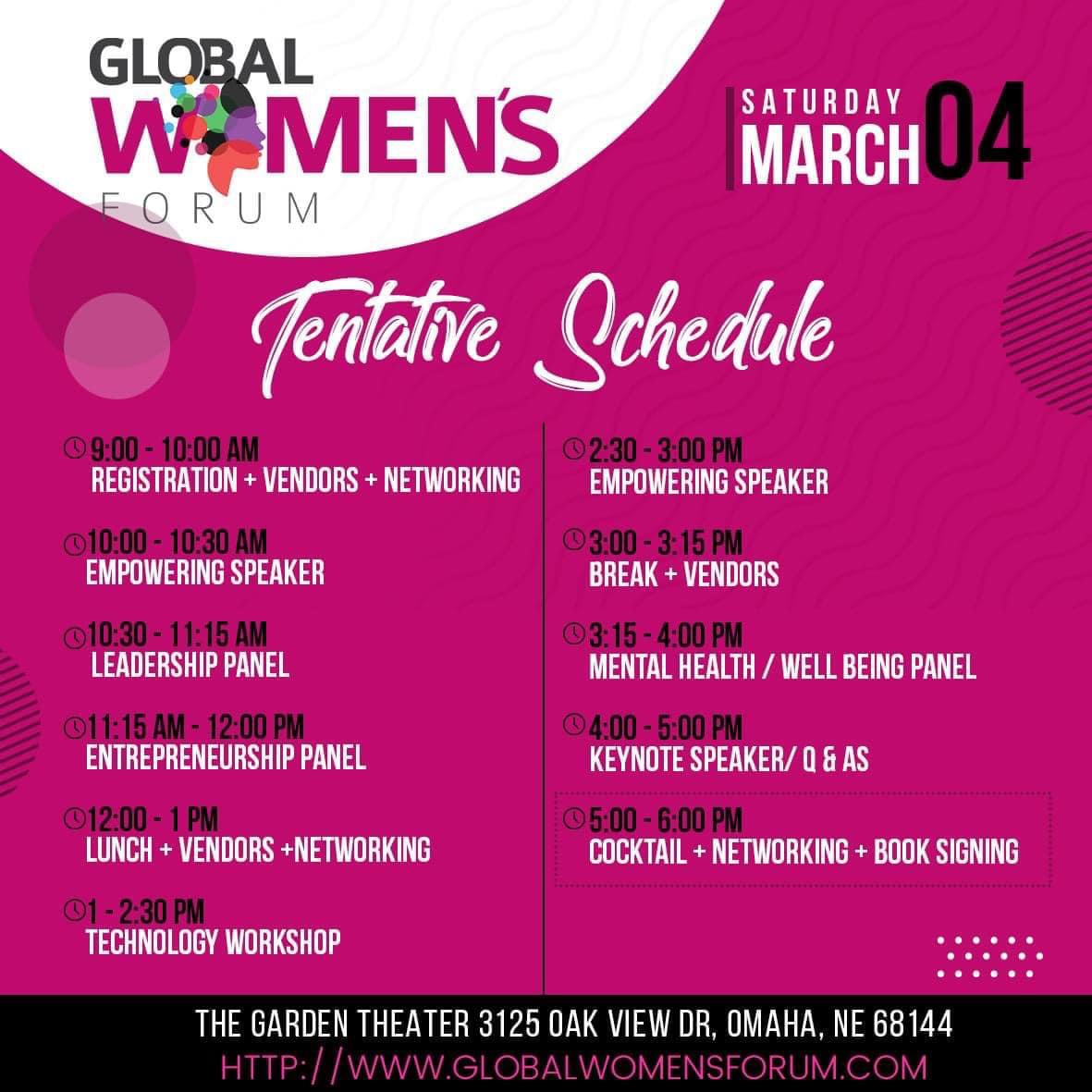Global Women's Forum schedule - jacqelle lane