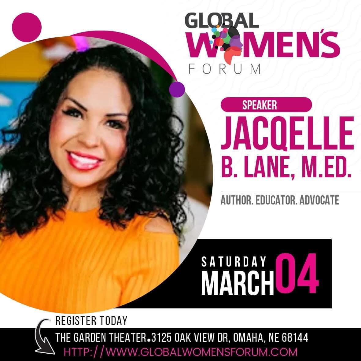 Global Women's Forum featuring speaker Jacqelle B. Lane, M.ED - jacqelle lane